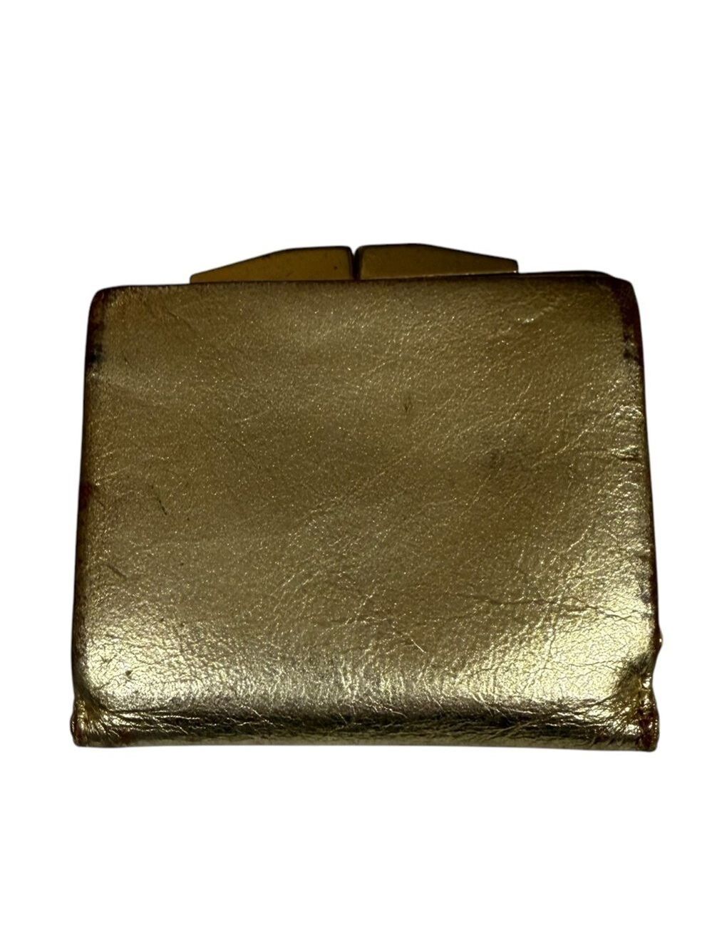 Solar West Germany Vintage Kiss Lock Gold Leather Womens Wallet Change Purse